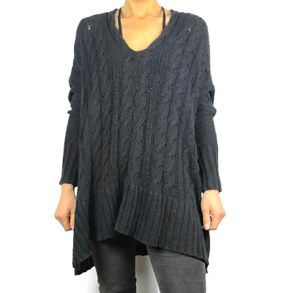 Free People Sweaters - Free People Cable Knit Sweater Poncho Medium